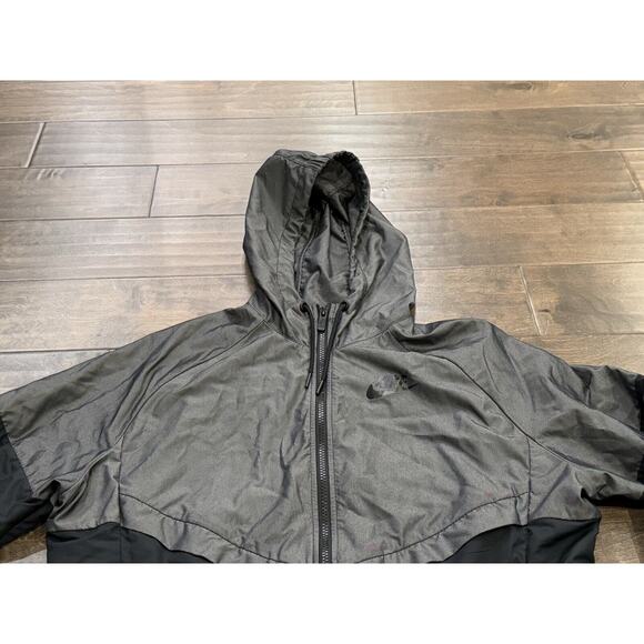 Nike Womens Black Gray Windrunner Chambray Hooded Full Zip Jacket L 856037-010 - Picture 4 of 10